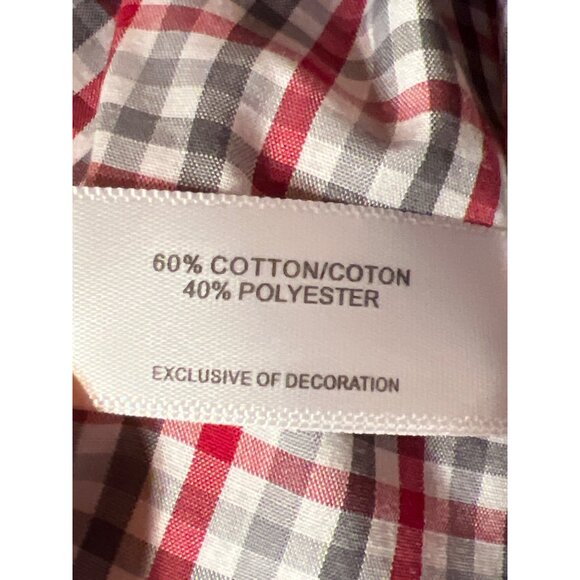 Arizona Cardinals Cutter & Buck Mens Long Sleeve Button-Down Plaid Shirt Red/Whi - Picture 10 of 10